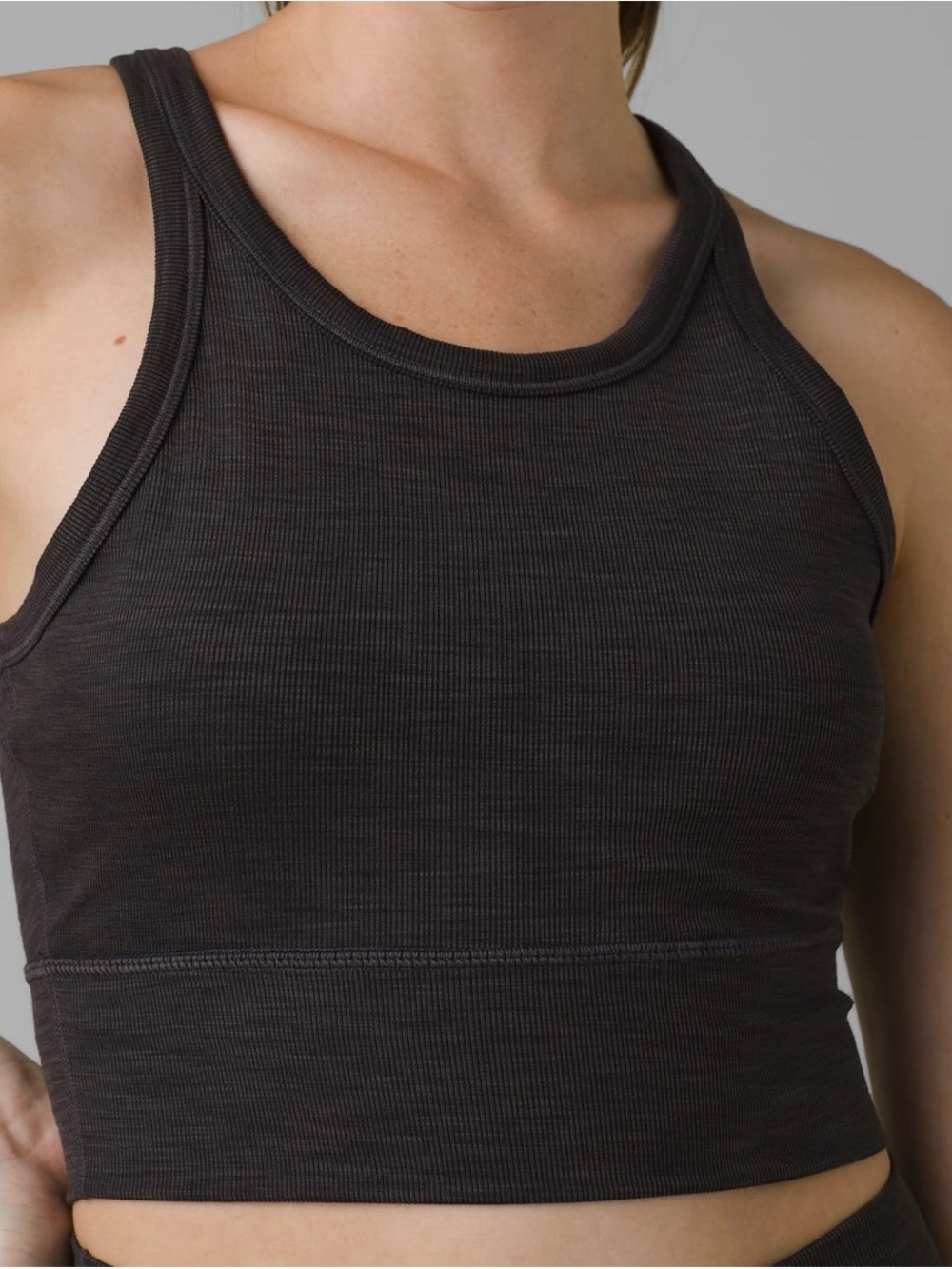 Prana Ribbed Crop Sports Bra - Charcoal